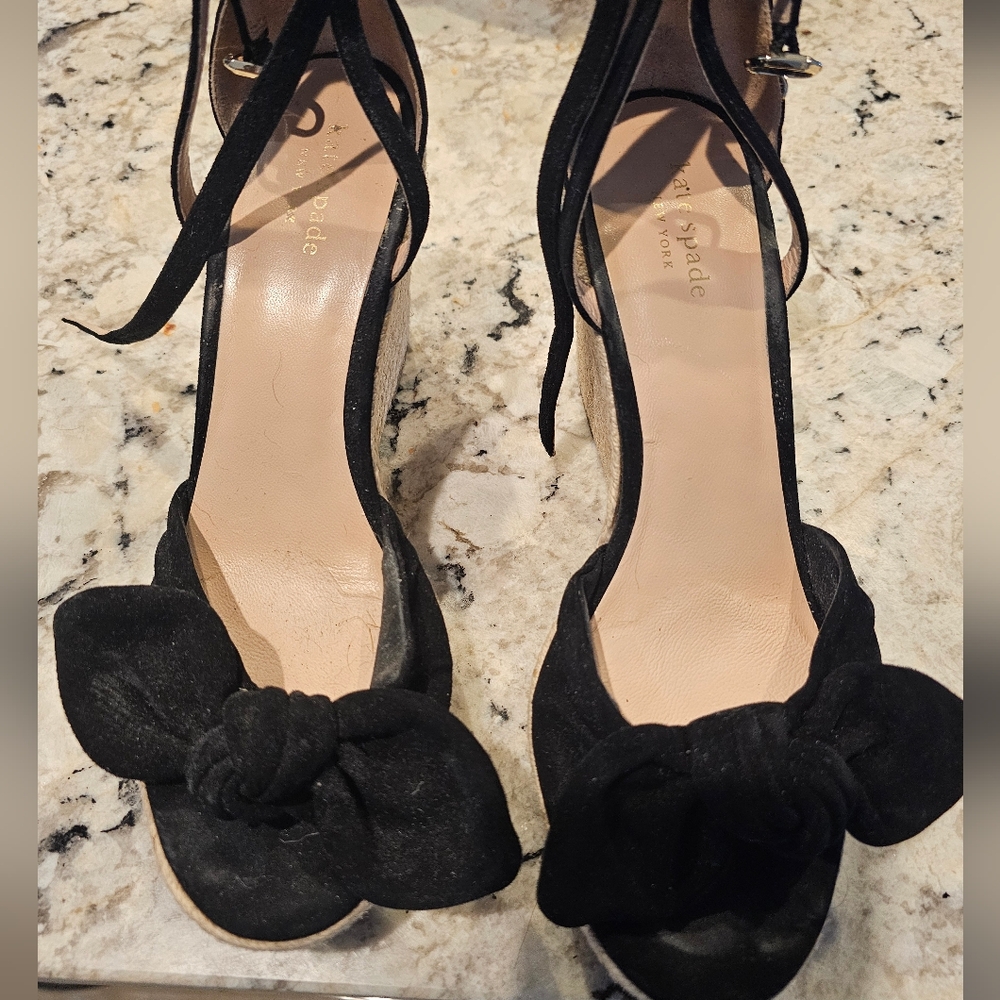 Kate Spade Black Wedge Shoes with Bow